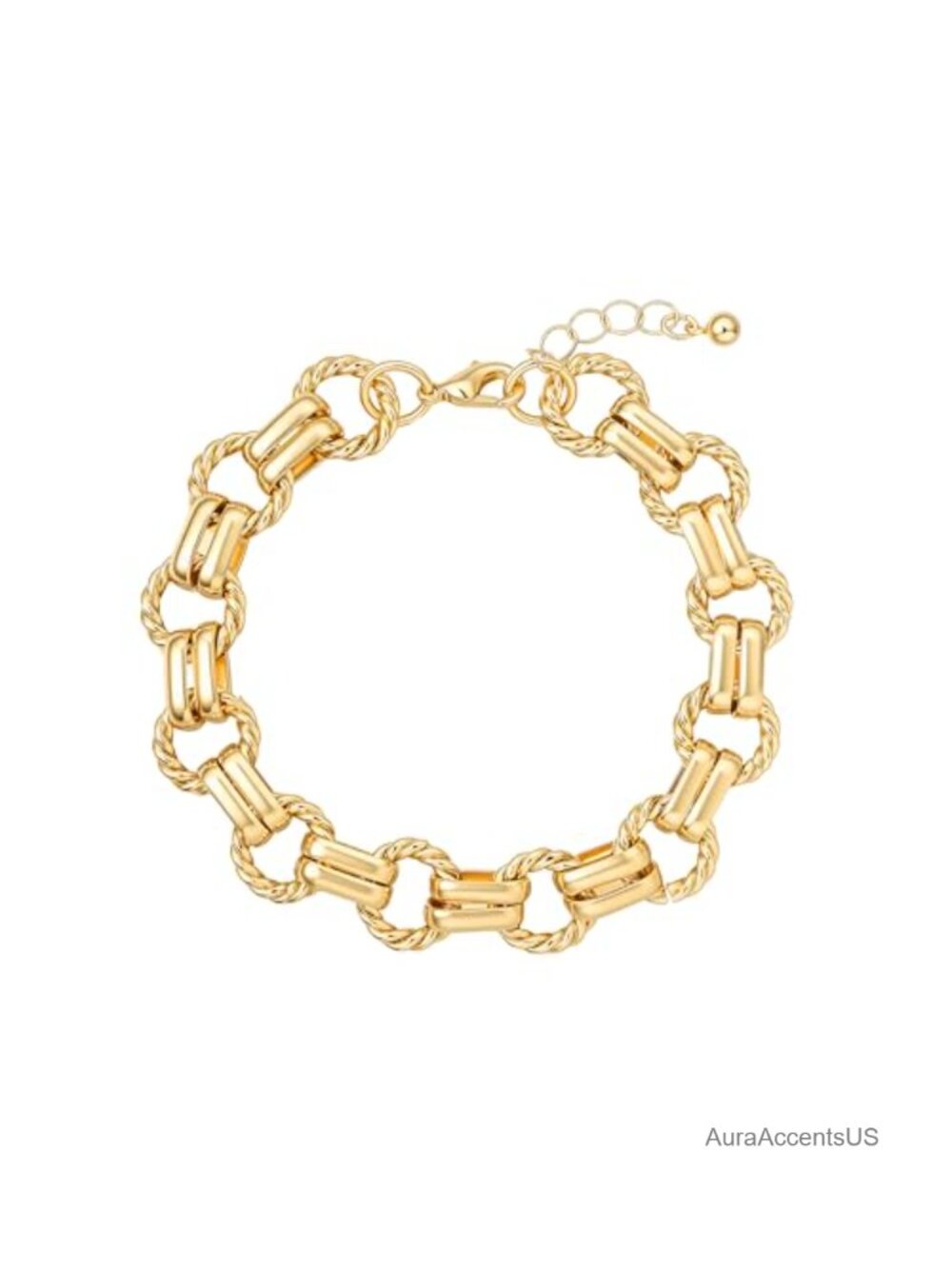 Chunky Link Bracelet 14K Gold Plated Adjustable Cuban Chain Women